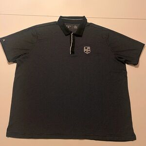 Antigua LA Kings Polo Shirt XXL Black White Dotted Performance Golf NHL Logo